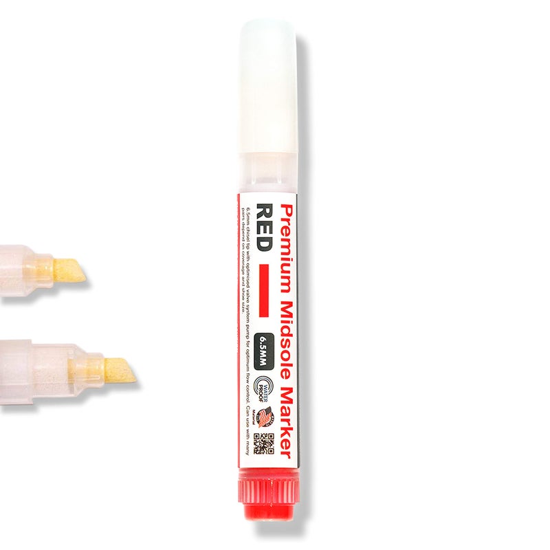 Wilkins Premium Midsole Marker for Customization Paint on Leather, Suede, Fabric and Soft Foam for 2-4 Pair of Shoes (Red) - Image 1